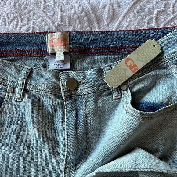 GB Gianni Bini distressed‎ Lightwash jeans patches rips boho - Picture 3 of 5